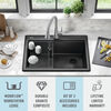 30” Granite Composite Workstation Kitchen Sink Drop-In Top Mount Single Bowl with WorkFlow™ Ledge and Accessories in Black
